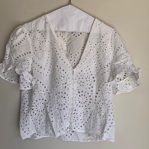 Zara eyelet lace with ruffle sleeve